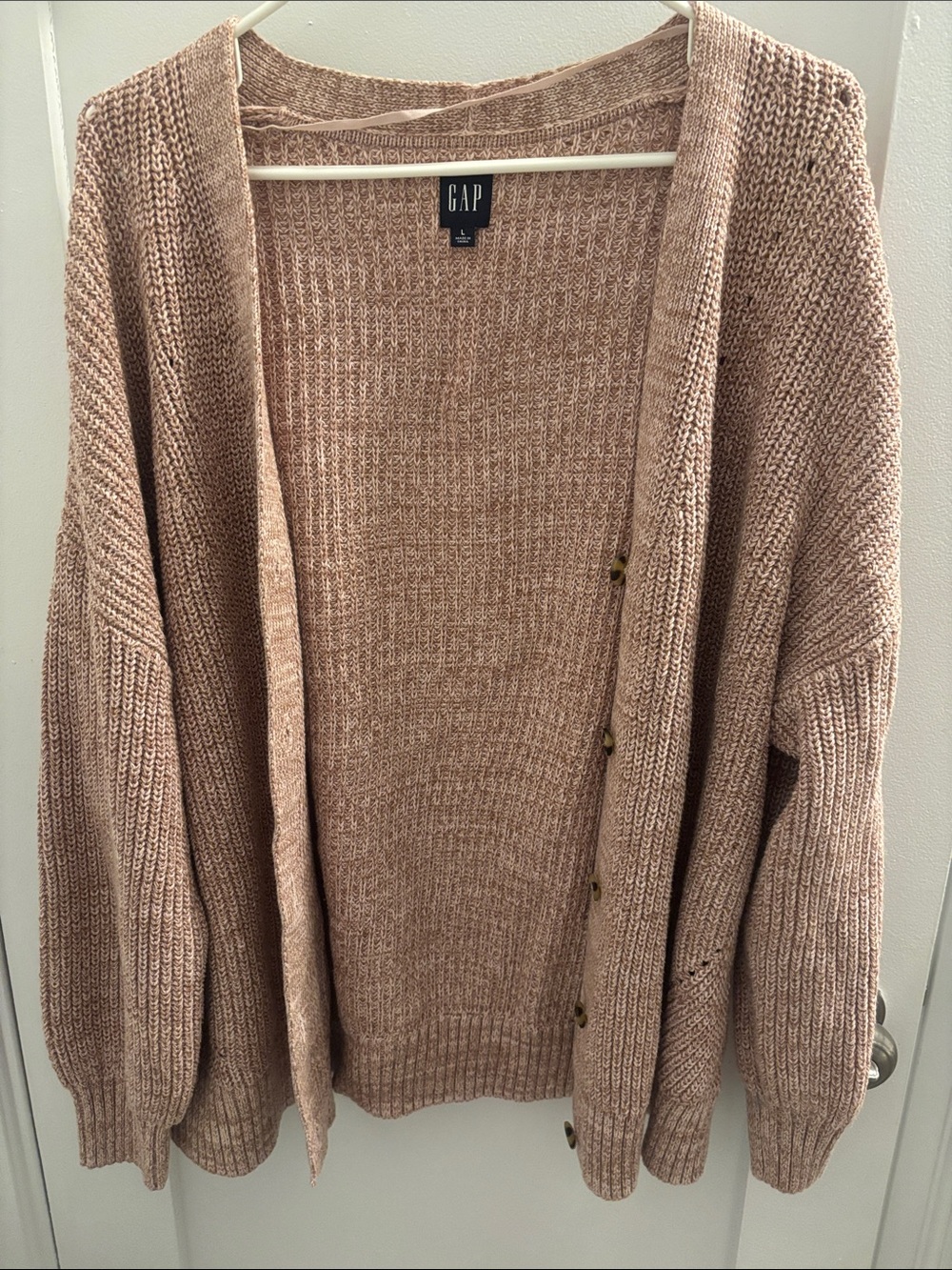 GAP Soft Mauve Button-Up Knit Cardigan